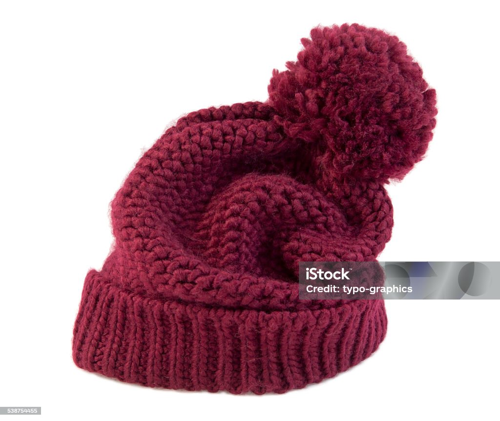 Knitted Beanie Knitted beanie, red wool cap. Cap - Hat Stock Photo