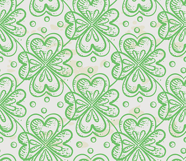 Seamless clover pattern vector art illustration