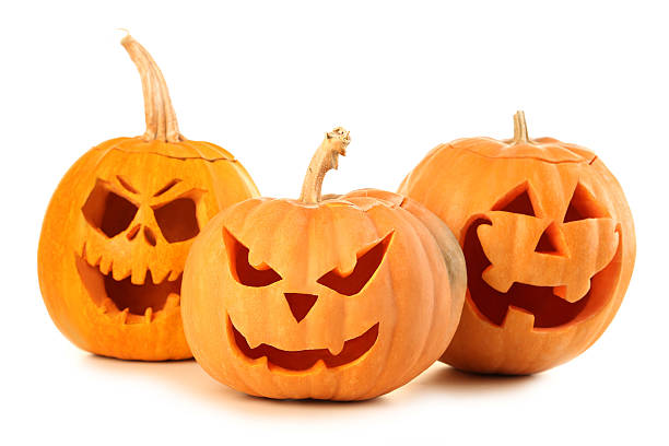 istock Halloween pumpkins isolated on a white 538771134