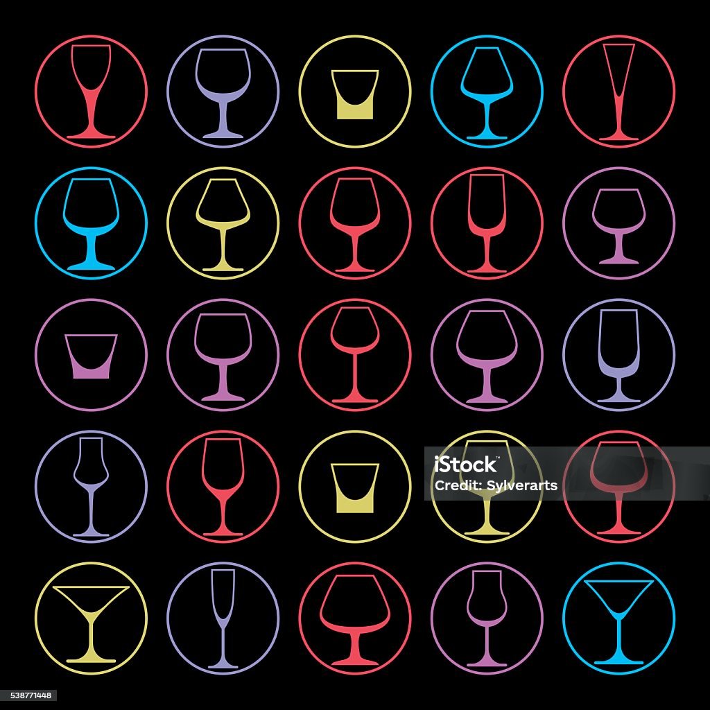 Goblet Graphics Decorative Vector Drinking Glasses Collection Set Of Goblets Stock ...