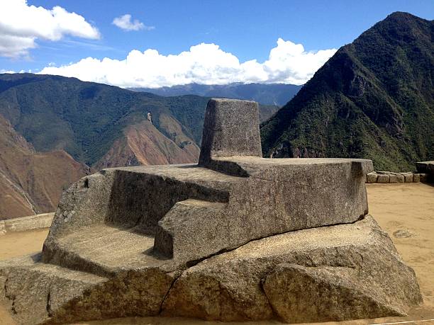 Machu Picchu, Cusco, Peru - August 04,2013. Intihuatana Stone. This stone  also called \