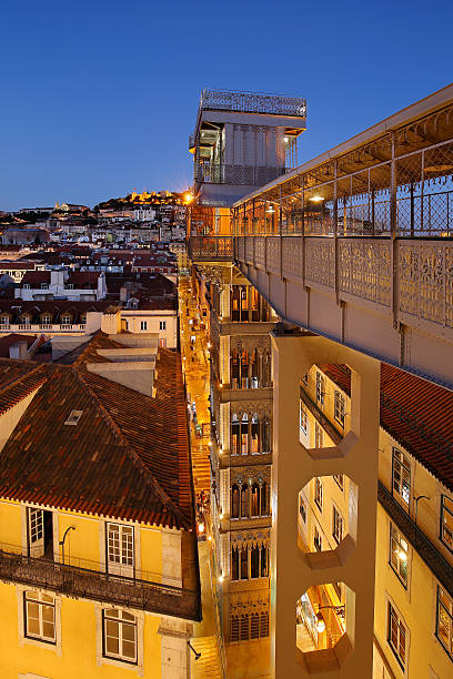 Santa Justa Lift in Lisbon Santa Justa Lift or Carmo Lift (Elevador de Santa Justa or Elevador do Carmo) in Lisbon, Portugal. santa justa lift portugal stock pictures, royalty-free photos & images