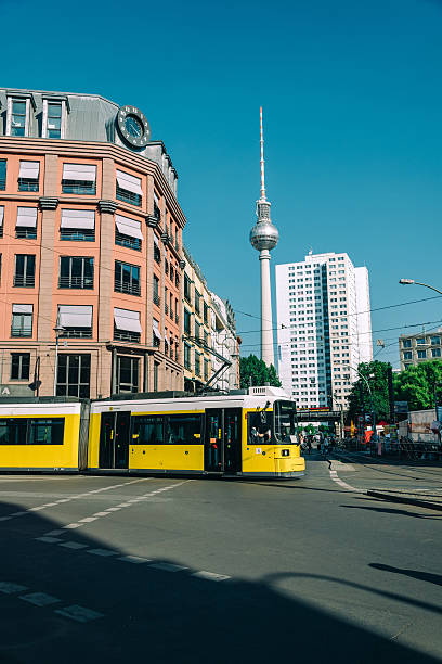 istock Yellow tram crossing street in Berlin 538772647