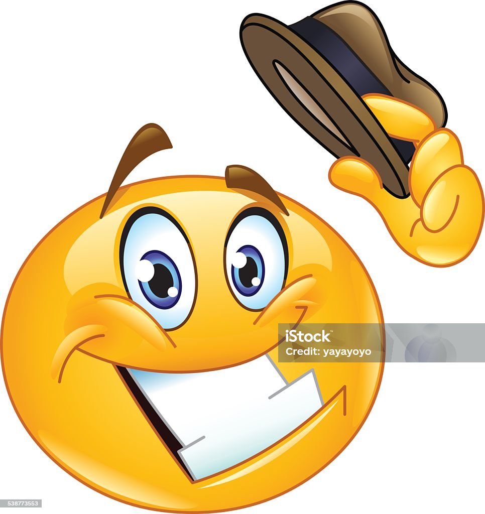 Hat tip emoticon Emoticon tipping his hat Tipping Hat stock vector