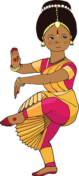 Beautiful Girl Dancing Indian Classical Dance Stock Illustration - Download  Image Now - Adult, Arts Culture and Entertainment, Beautiful People - iStock