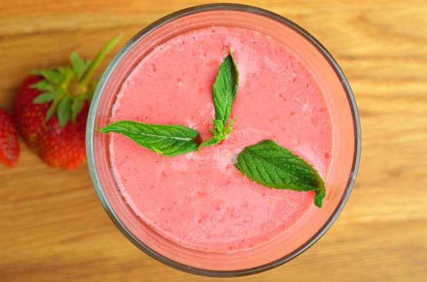 istock Top view of strawberry smoothies 538777230