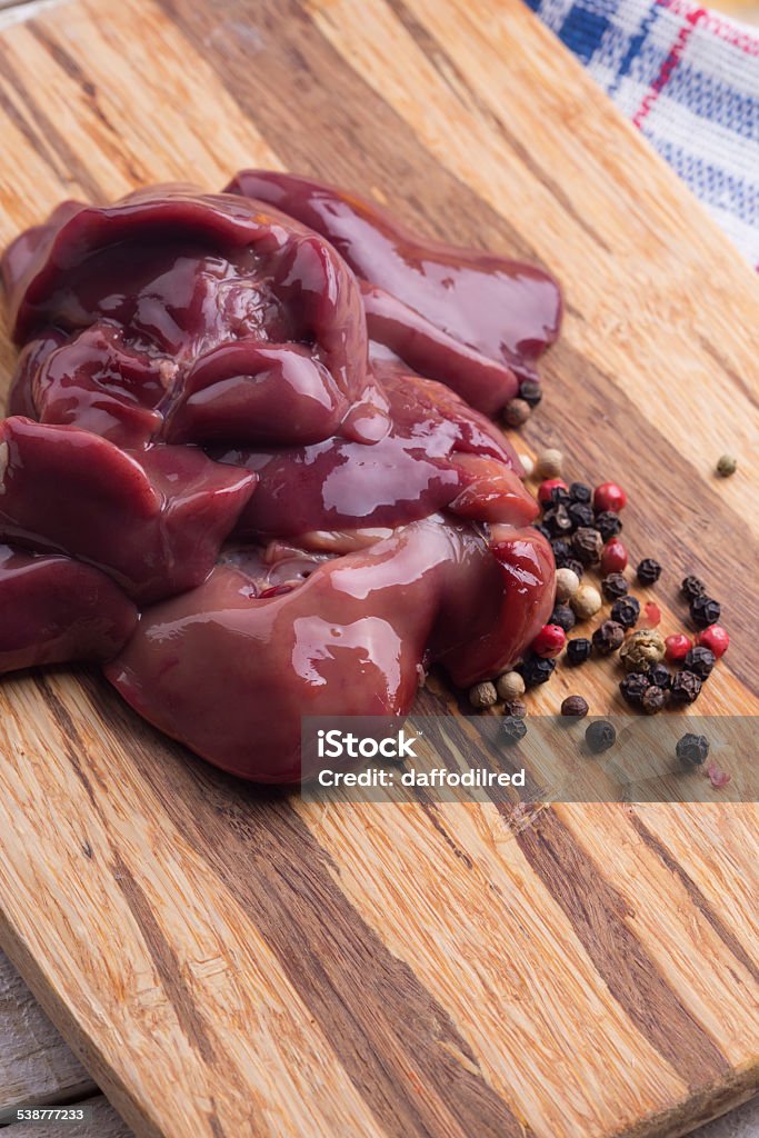 Raw chicken liver Raw chicken liver. Selective focus. 2015 Stock Photo