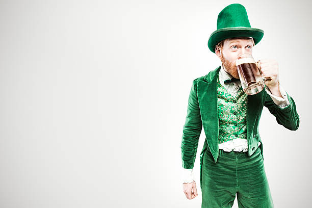 Leprechaun Man with Beer stock photo