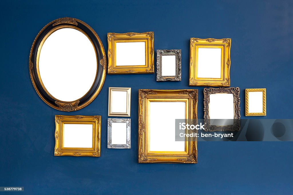 Frame Empty Grouped Empty Picture Frames On Wall Stock Photo - Download Image Now - Picture ...