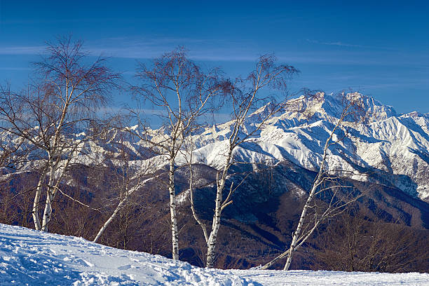 monte rosa glacier from mottarone bright sunny day stock photo