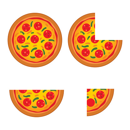 Vector stock of italian pizza with different size and slice