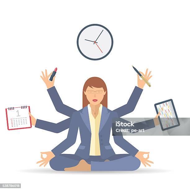 Time Management Multitasking Flat Vector Concept Isolated Illustration Business Multitasking Time ...