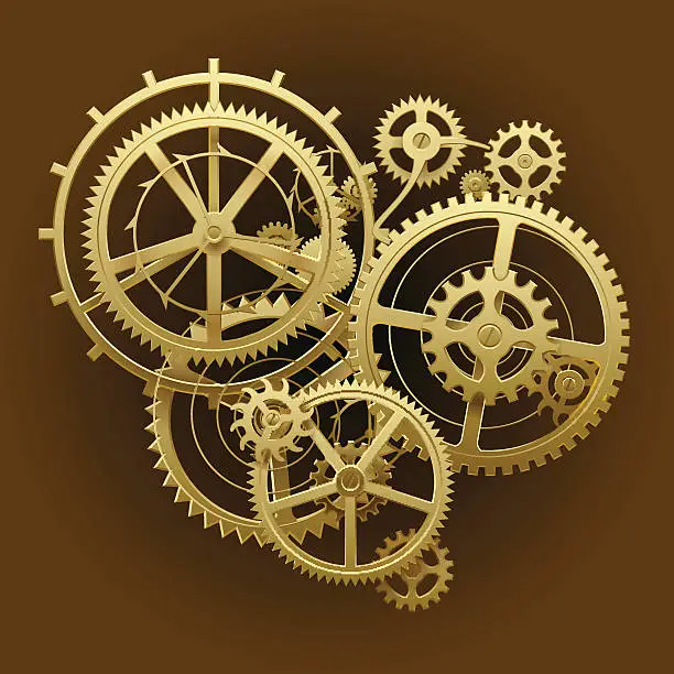 Vector illustration of Gold gear wheels