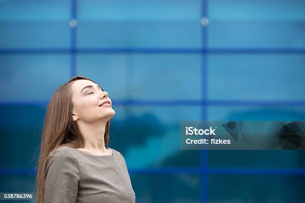 Portrait Of Business Woman Relaxing And Feeling Happy Copy Spac Stock Photo - Download Image Now