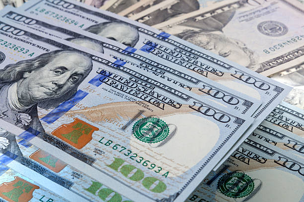 istock Pattern of one hundred dollar bills pile. 538786966