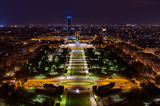 80+ Paris Aerial At Night With Les Invalides France Stock Photos