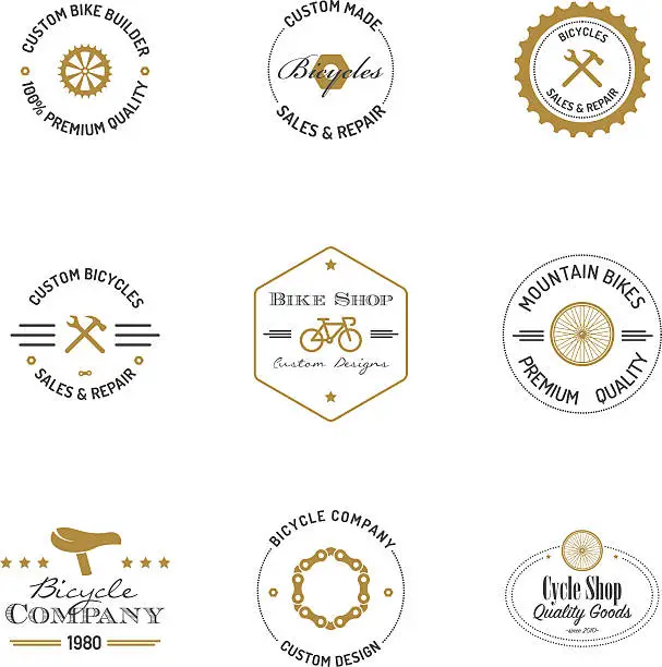 Vector illustration of Bicycle builder badges with text