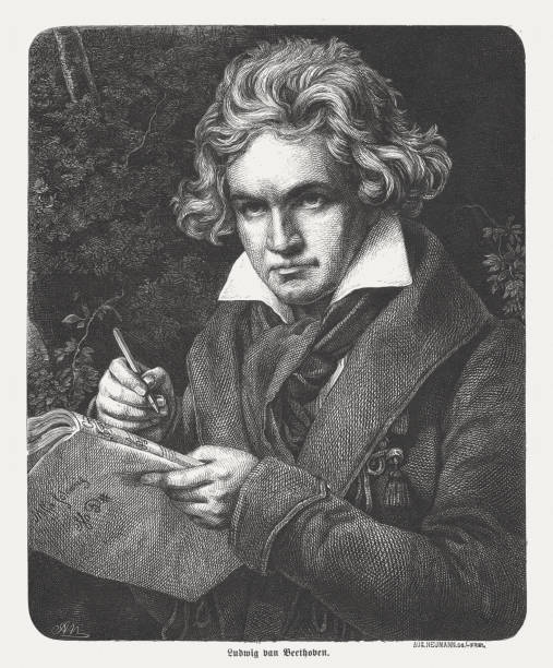 illustrazioni stock, clip art, cartoni animati e icone di tendenza di ludwig van beethoven (1770-1827), tedesco compositore, pianista, pubblicata 1869 - germany illustration and painting engraving engraved image