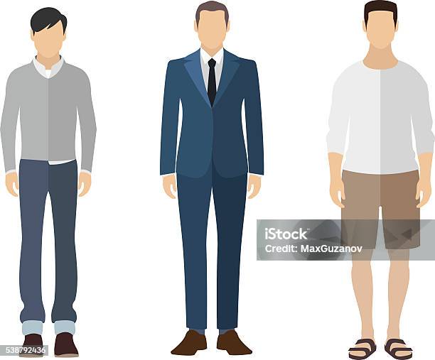 Man Flat Style Icon People Figures Set Stock Illustration - Download Image Now - Business Casual, People, Standing