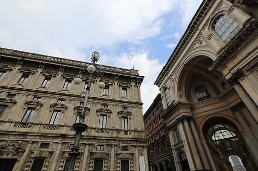 The unusual architecture of the Italian city of Milan a cloudy day