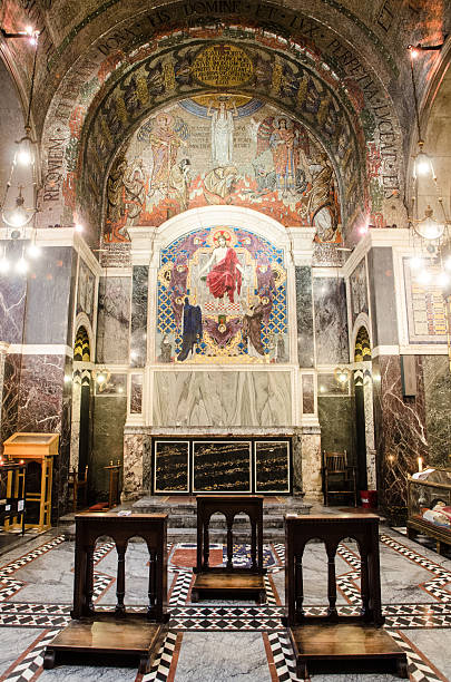 Inside of Chapel of Westminster Cathedral Inside of Chapel of Westminster Cathedral seen from the rear . kneelers stock pictures, royalty-free photos & images