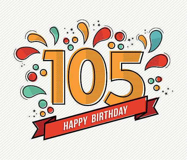 ilustrações, clipart, desenhos animados e ícones de cor feliz aniversário número 105 design de linha plana - number 110