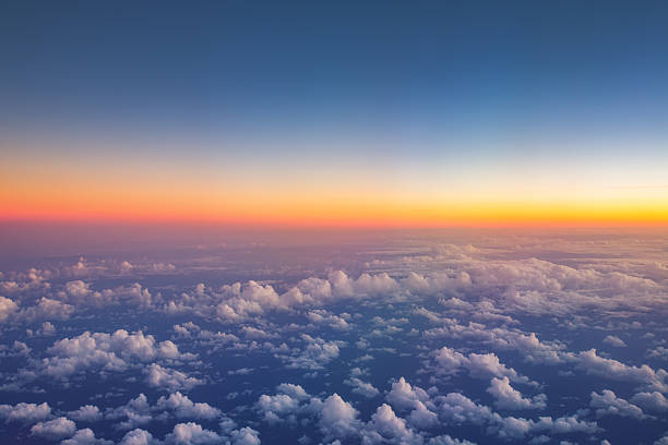 istock Flying above the clouds. view from the airplane, soft focus 538797128