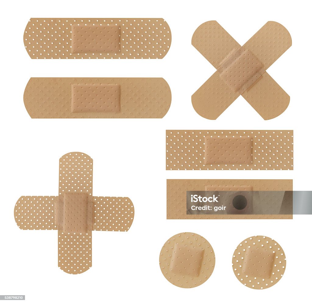Adhesive Bandages Adhesive Bandages collection isolated on white Adhesive Bandage Stock Photo