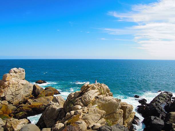 Beach in front of the house of Pablo Neruda, view onto the ocean