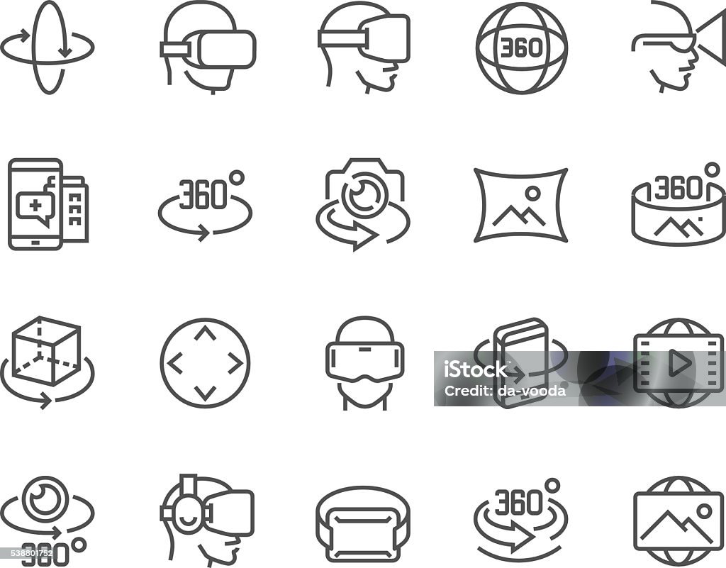 Linie 360 Grad-Icons - Lizenzfrei Icon Vektorgrafik