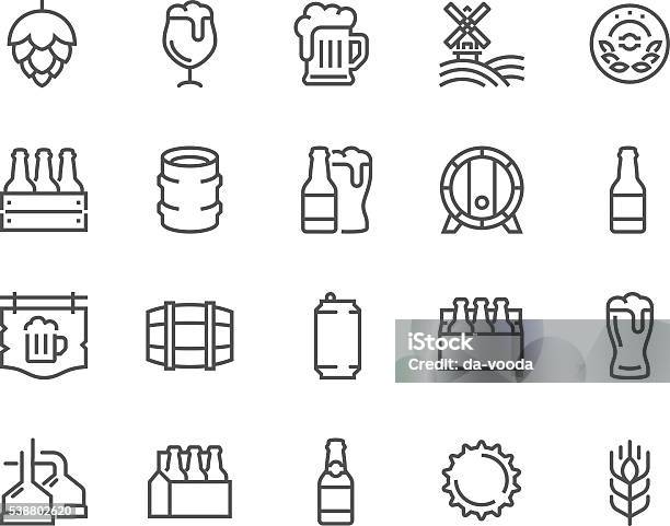 Line Beer Icons-vektorgrafik och fler bilder på Ikon - Ikon, Öl, Konservbruk