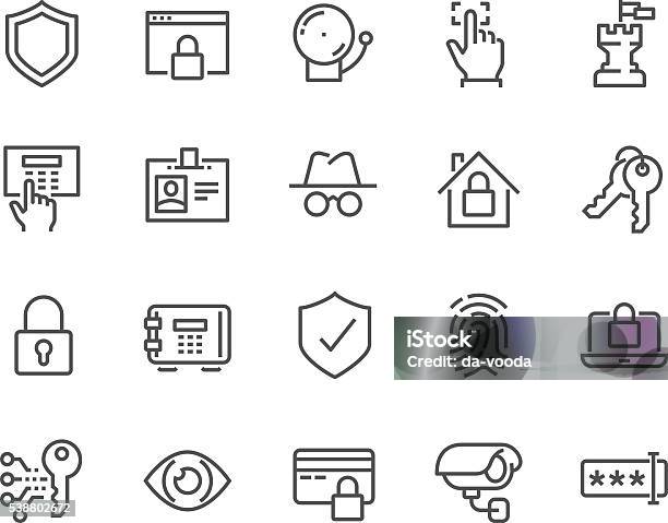 Line Security Icons Stock Illustration - Download Image Now - Icon Symbol, Security, Surveillance