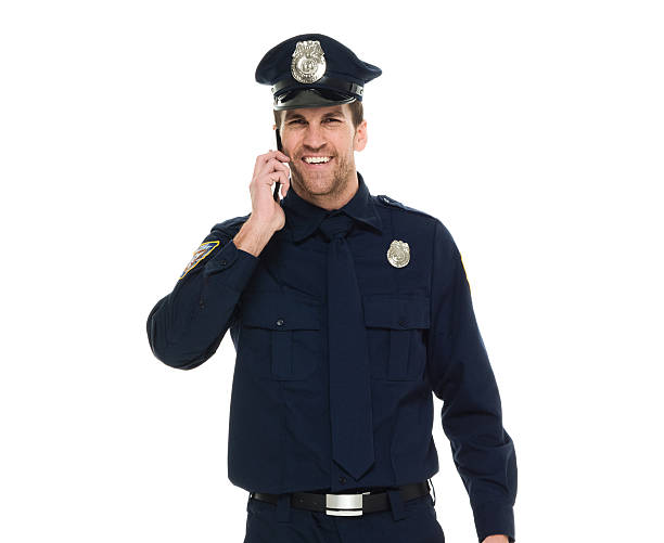 istock Cheerful police talking on phone 538803444