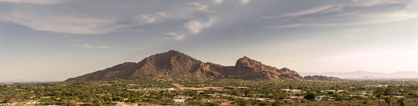 Extra large panoramic image of Phoenix,Az, Camelback Mountain, Wide extra detailed banner style landscape 