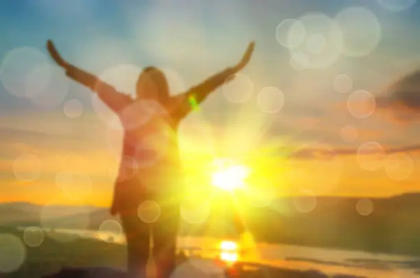 Photo of Abstract Blurred and soft photo of Women on hilltop