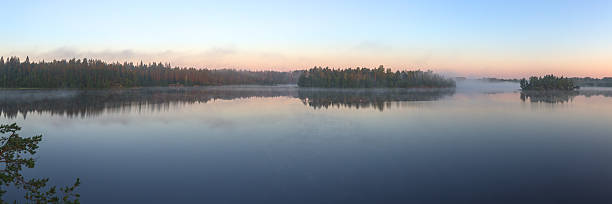 istock wood lake with morning fog 538808726
