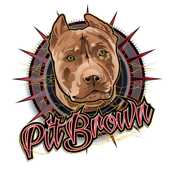 Vector illustration of Pit brown dog art