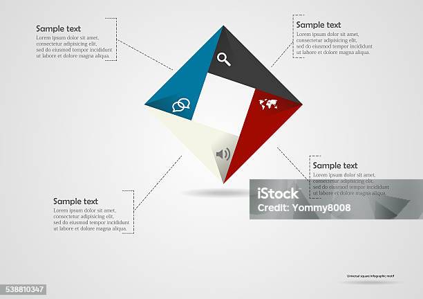 Square Origami Infographic Stock Illustration - Download Image Now - Circle, Four Objects, Multi-Layered Effect