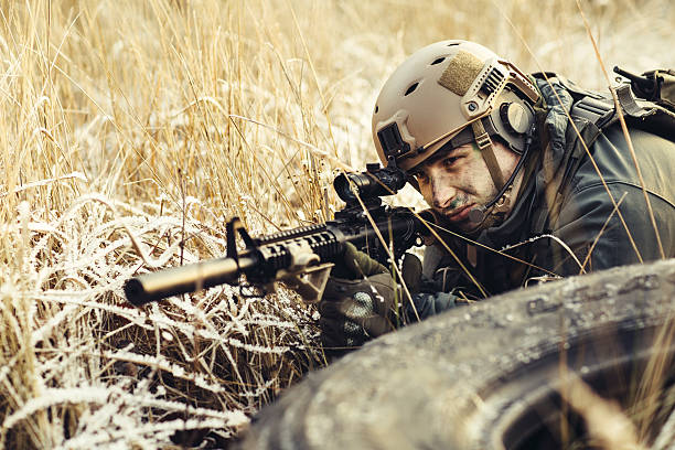 istock soldiers in an ambush aiming at the enemy 538810843