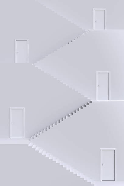 istock Staircase with floors and doors. 3d illustration. 538811489