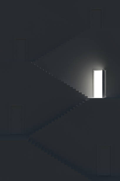 istock Staircase with floors and doors. 3d illustration. 538811497