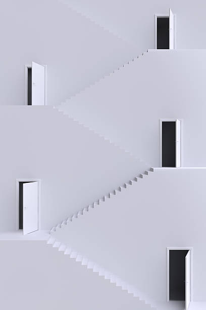 istock Staircase with floors and doors. 3d illustration. 538811499