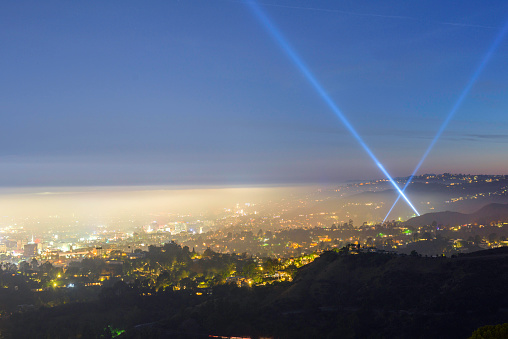 City of Hollywood at night.  Los angeles California