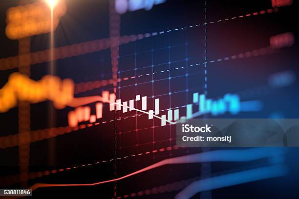 Financial Graph On Technology Abstract Background Stock Photo - Download Image Now - Stock Market and Exchange, Graph, Abstract