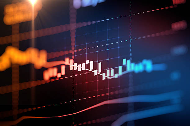 gráfico financeiro sobre fundo abstrato tecnologia - finance financial figures graph chart imagens e fotografias de stock