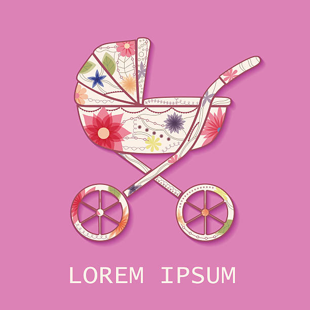 istock Background with pink baby carriage colorful 538813114