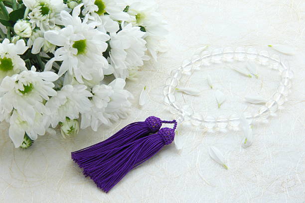 Chrysanthemum bouquet and rosary