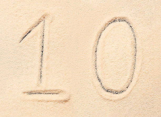 istock 10 number written on beach sand 538813674