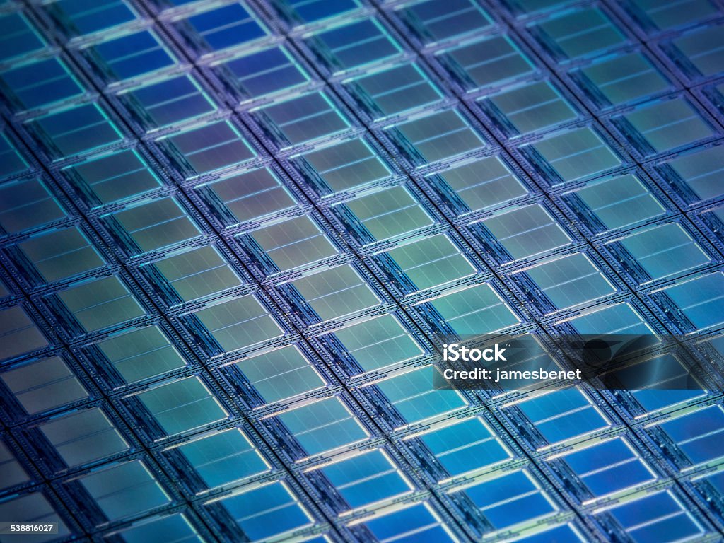 Einfarbige-Memory-Chips Makro - Lizenzfrei Wafer-Scheibe Stock-Foto