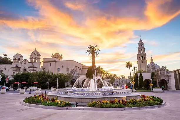 Photo of San Diego's Balboa Park at twilight in San Diego California